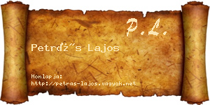 Petrás Lajos névjegykártya